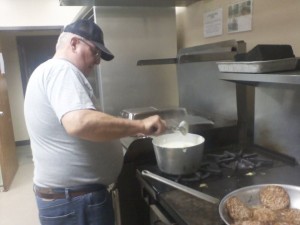 My dad (1940-2012) preparing breakfast for guests at the local homeless shelter