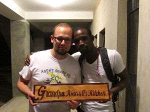 With Vaddy, the local Haitian artist who made the plaque for the kitchen